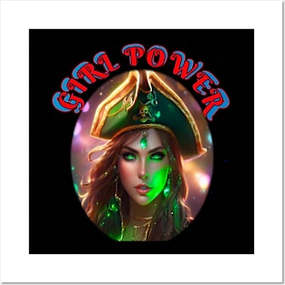 Girl power Green pirate queen Posters and Art